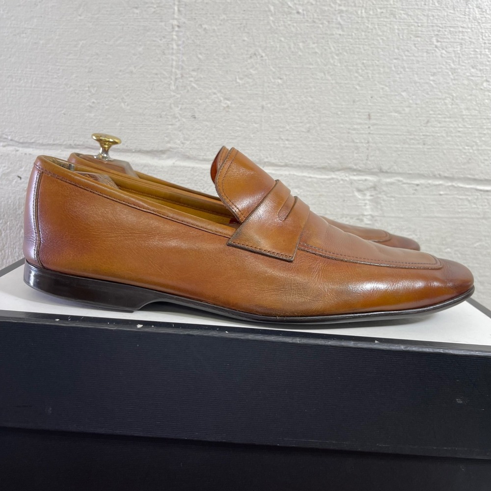 Magnanni 22405 Brown Leather Penny Loafers Dress Shoes Slip On‎ Men's 8.5 US